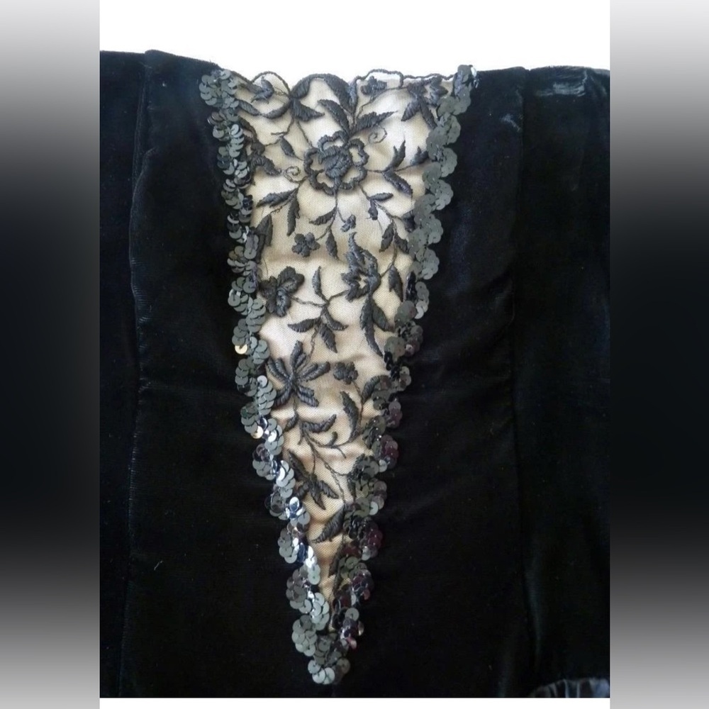 Vintage Gunne Sax Jessica McClintock Strapless Lined Tulle Velvet Sequin Dress - Picture 13 of 16